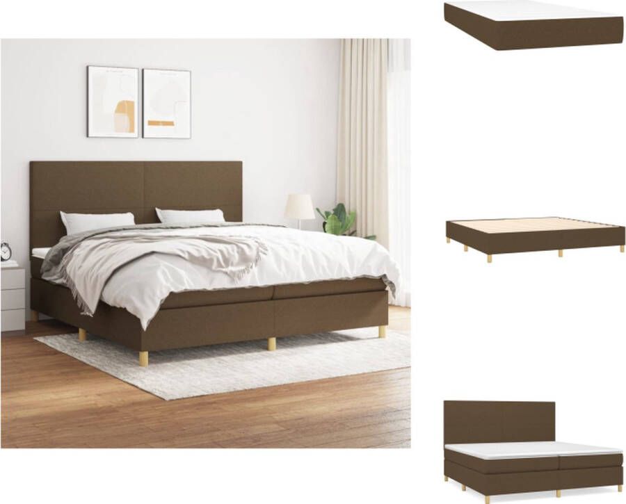 VidaXL Boxspringbed Donkerbruin Pocketvering 203x200x118 128 cm Duurzame stof Verstelbaar hoofdbord Middelharde ondersteuning Huidvriendelijk topmatras Montagehandleiding inbegrepen Bed - Foto 5