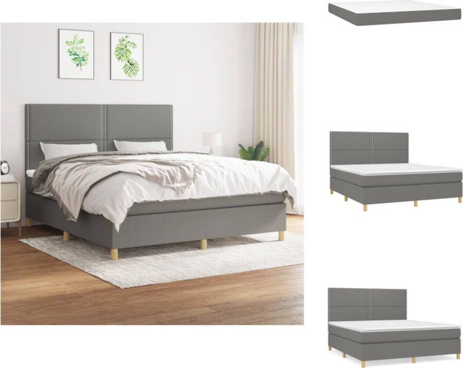 VidaXL Boxspringbed donkergrijs 203 x 160 x 118 128 cm inclusief matras en topmatras Bed