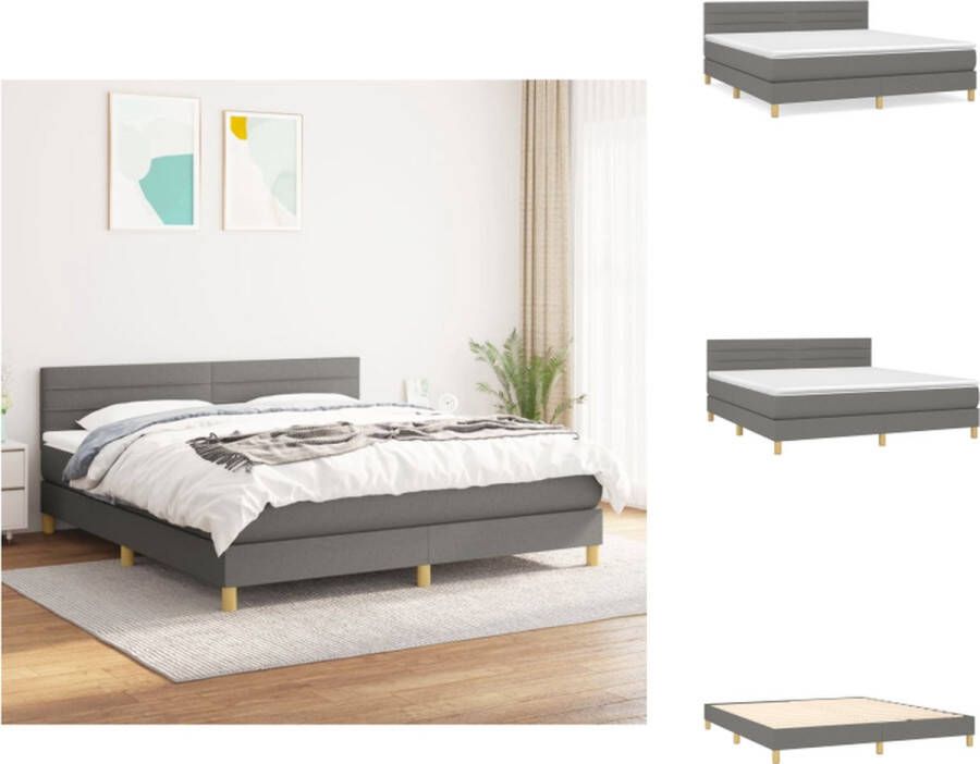 VidaXL Boxspringbed donkergrijs 203 x 160 x 78 88 cm inclusief matras en topmatras Bed