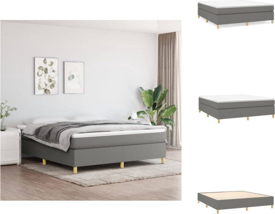 VidaXL Boxspringbed donkergrijs 203 x 180 x 35 cm pocketvering matras middelharde ondersteuning huidvriendelijk topmatras Bed