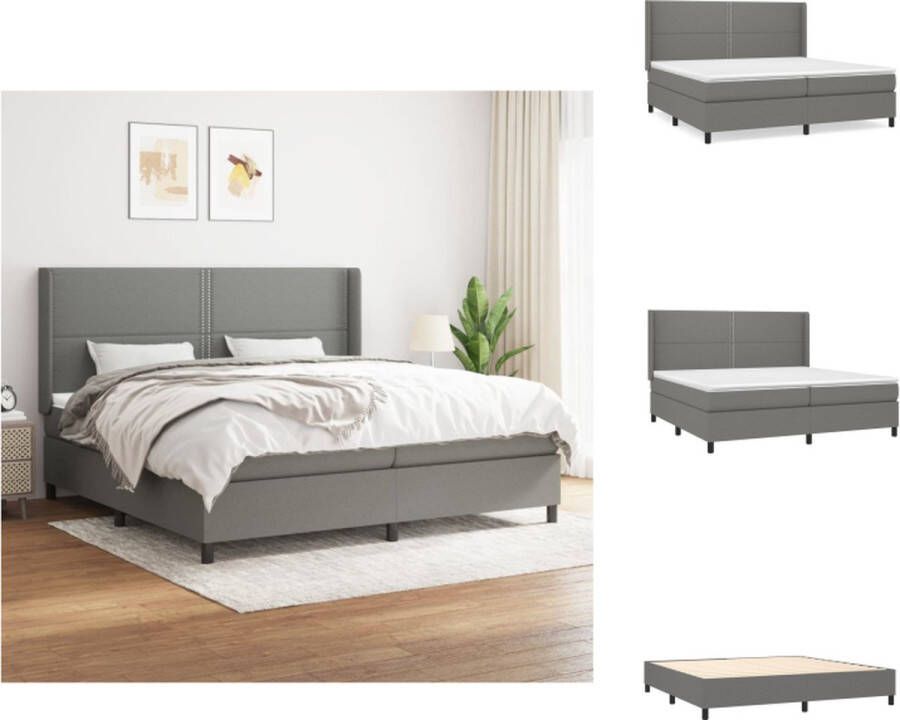 VidaXL Boxspringbed Donkergrijs 203 x 203 x 118 128 cm Pocketvering Middelhard Inclusief matrassen Huidvriendelijk Bed