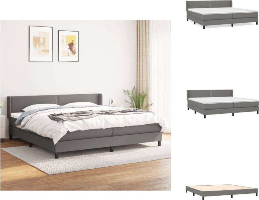 VidaXL Boxspringbed Donkergrijs 203 x 203 x 78 88 cm Pocketvering matras Bed - Foto 1