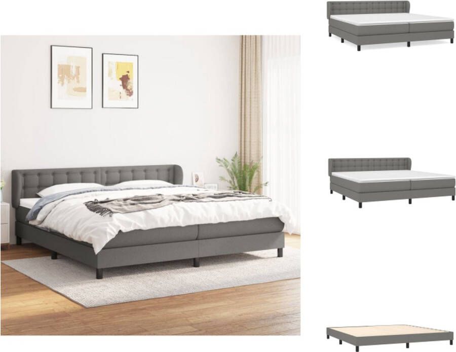 VidaXL Boxspringbed Donkergrijs 203 x 203 x 78 88 cm Pocketvering matras Middelharde ondersteuning Huidvriendelijk topmatras Bed