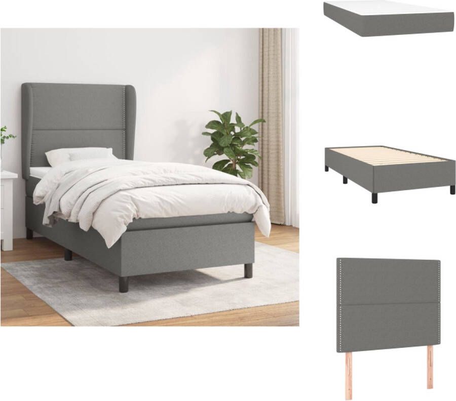 VidaXL Boxspringbed Luxe 203 x 83 x 118 128 cm Donkergrijs Pocketvering matras Middelharde ondersteuning Huidvriendelijk topmatras Montagehandleiding bijgevoegd Bed - Foto 3
