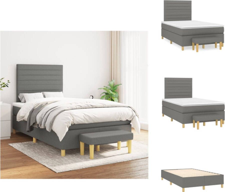 VidaXL Boxspringbed Pocketvering Middelharde ondersteuning Duurzaam materiaal Praktisch hoofdbord Comfortabele ondersteuning Huidvriendelijk topmatras Multifunctioneel bankje Bed - Foto 2