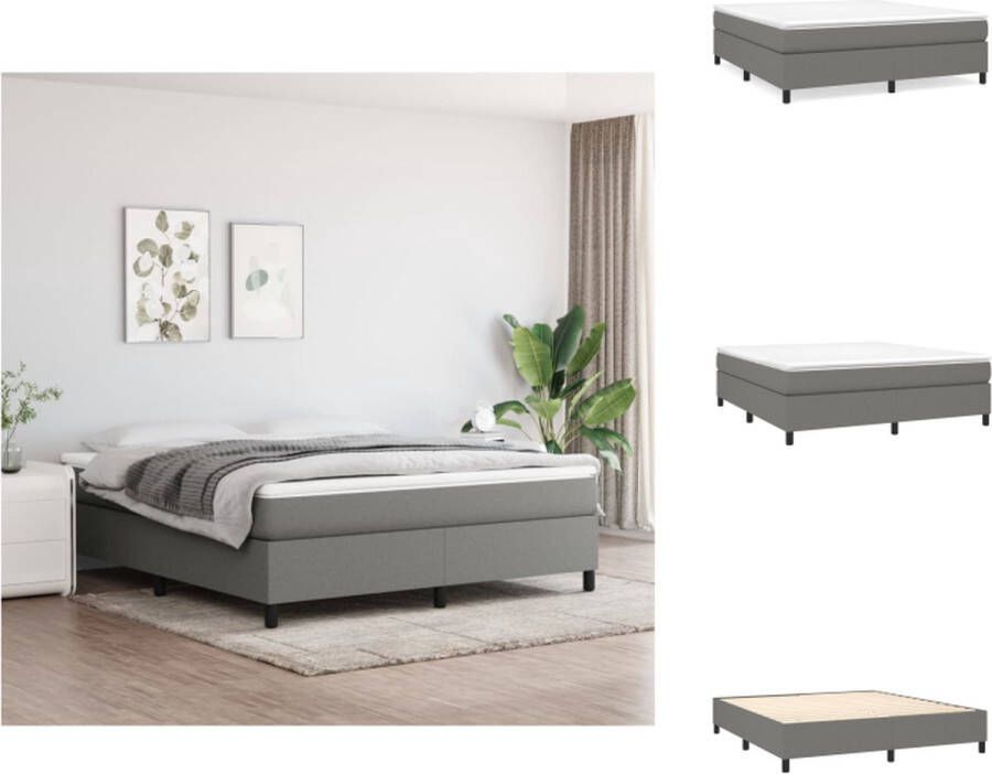 VidaXL Boxspringbed donkergrijs 203x160x35 cm pocketvering matras middelharde ondersteuning huidvriendelijk topmatras multiplex lattenbodem montagehandleiding inbegrepen Bed