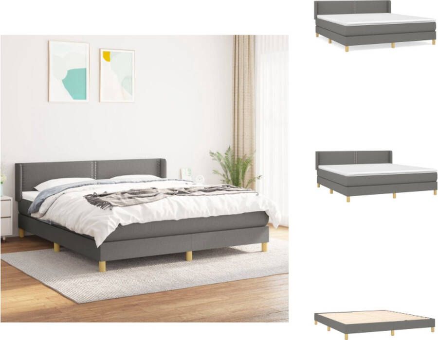 vidaXL Boxspringbed Donkergrijs 203x163x78 88cm Pocketvering Matras Middelharde Ondersteuning Huidvriendelijk Topmatras Bed