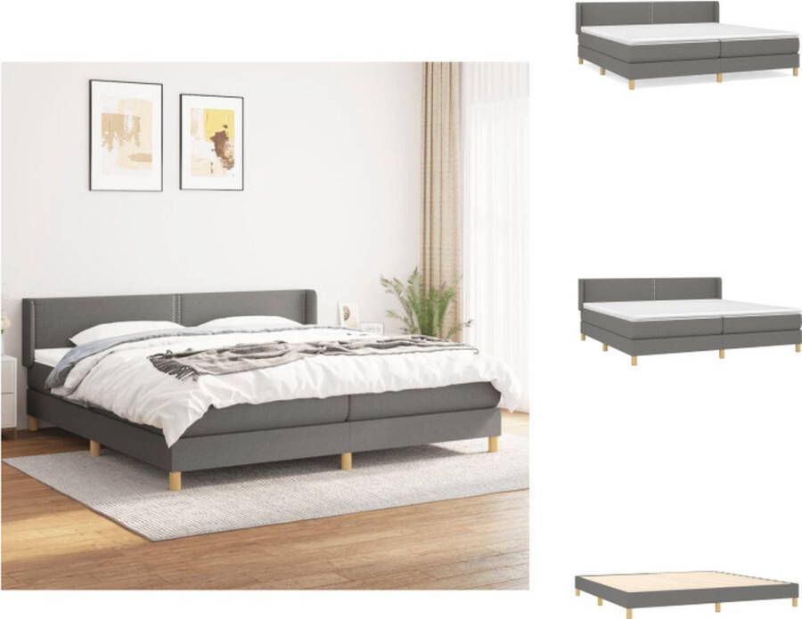 VidaXL Boxspringbed Donkergrijs 203x203x78 88 cm Pocketvering Matras Middelharde Ondersteuning Huidvriendelijk Topmatras Bed