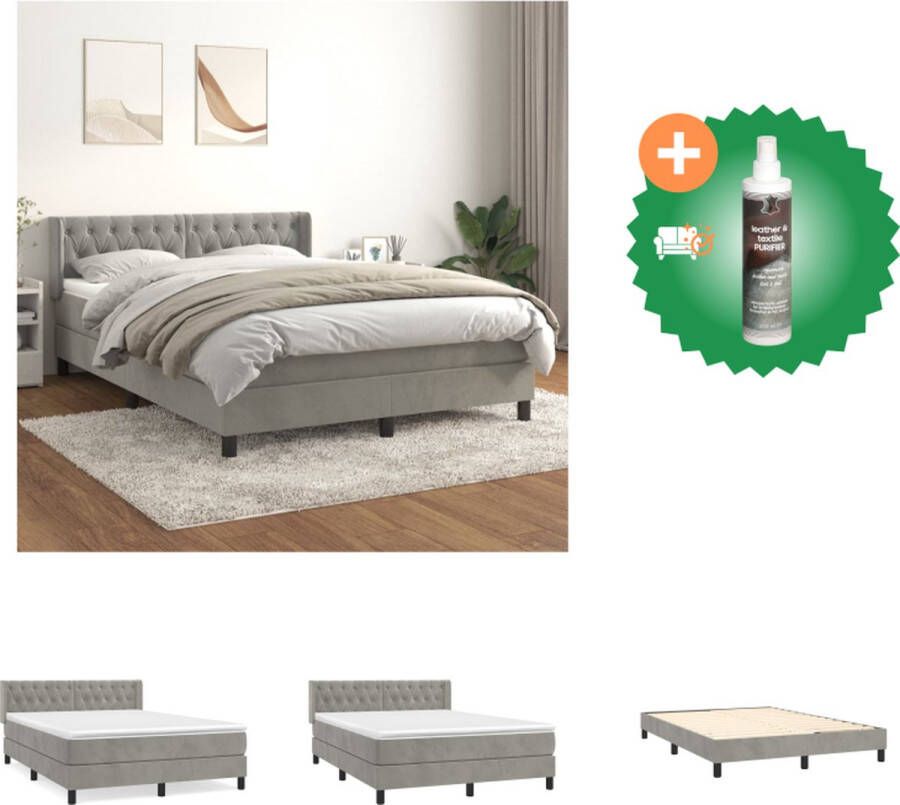 VidaXL Boxspringbed fluweel 193x147x78 88 cm met verstelbaar hoofdbord pocketvering matras middelharde ondersteuning huidvriendelijk topmatras Bed Inclusief Reiniger
