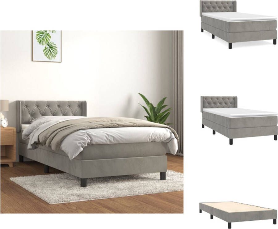 VidaXL Boxspringbed fluweel 203x83x78 88 cm pocketvering matras middelharde ondersteuning huidvriendelijk topmatras Bed