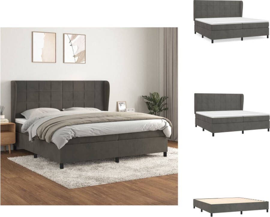 VidaXL Boxspringbed Fluweel Pocketvering Middelhard Huidvriendelijk Bed