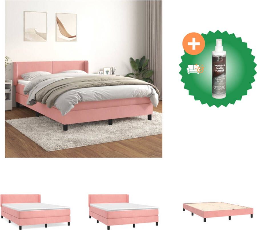 VidaXL Boxspringbed fluweel roze 203 x 147 x 78 88 cm pocketvering Bed Inclusief Reiniger