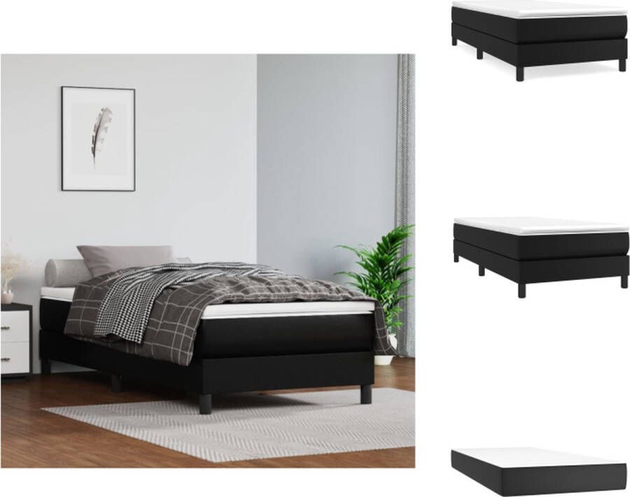 VidaXL Boxspringbed Gary Bedden 203x100x25 cm Duurzaam kunstleer Pocketvering matras Middelharde ondersteuning Huidvriendelijk topmatras Multiplex lattenbodem Inclusief montagehandleiding Bed - Foto 2