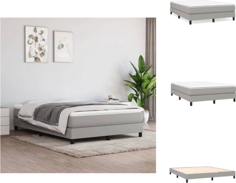 VidaXL Boxspringbed Grijze Stof 203 x 160 x 25 cm Pocketvering Matras Middelharde Ondersteuning Huidvriendelijk Topmatras Bed