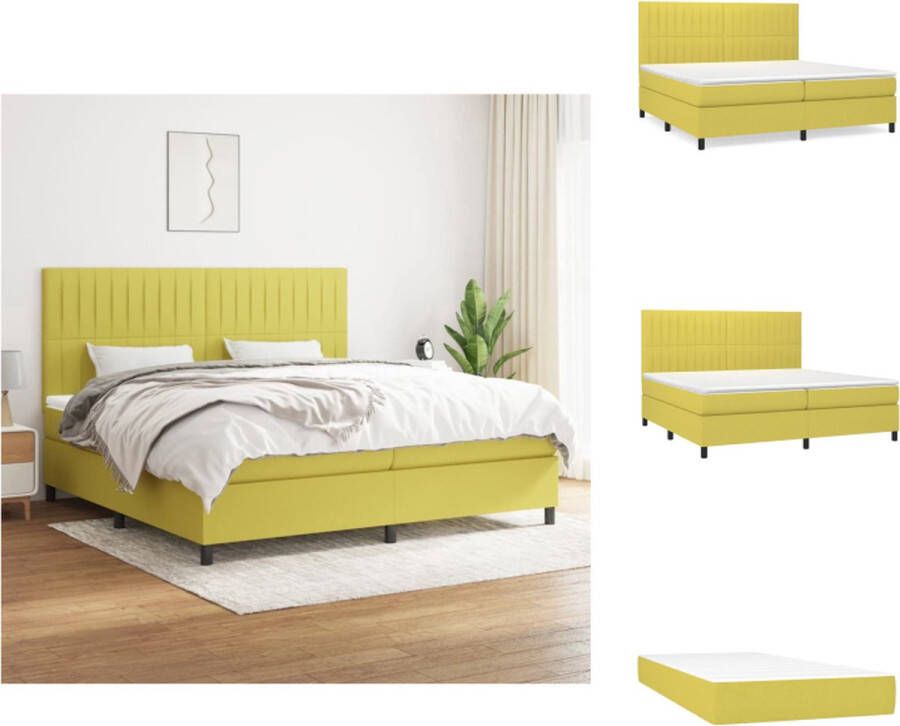 VidaXL Boxspringbed Groen Stof (100% polyester) 203 x 200 x 118 128 cm Pocketvering matras Bed