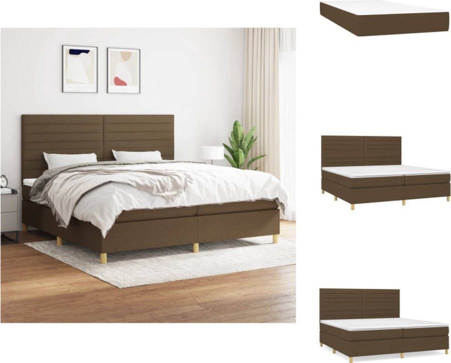 VidaXL Boxspringbed Donkerbruin Pocketvering 203x200x118 128 cm Duurzame stof Verstelbaar hoofdbord Middelharde ondersteuning Huidvriendelijk topmatras Montagehandleiding inbegrepen Bed - Foto 3