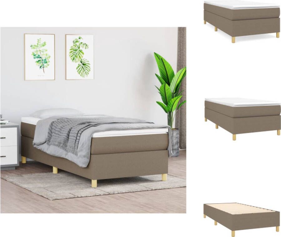 VidaXL Boxspringbed Inclusief Matras en Topmatras Taupe 193 x 90 x 35 cm Huidvriendelijk en Duurzaam Bed