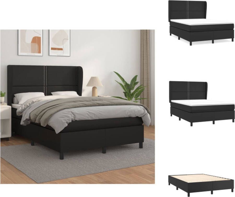 VidaXL Boxspringbed Zwart Kunstleer 203 x 144 x 118 128 cm Verstelbaar hoofdbord Pocketvering matras Middelharde ondersteuning Huidvriendelijk topmatras Inclusief montagehandleiding Bed - Foto 4