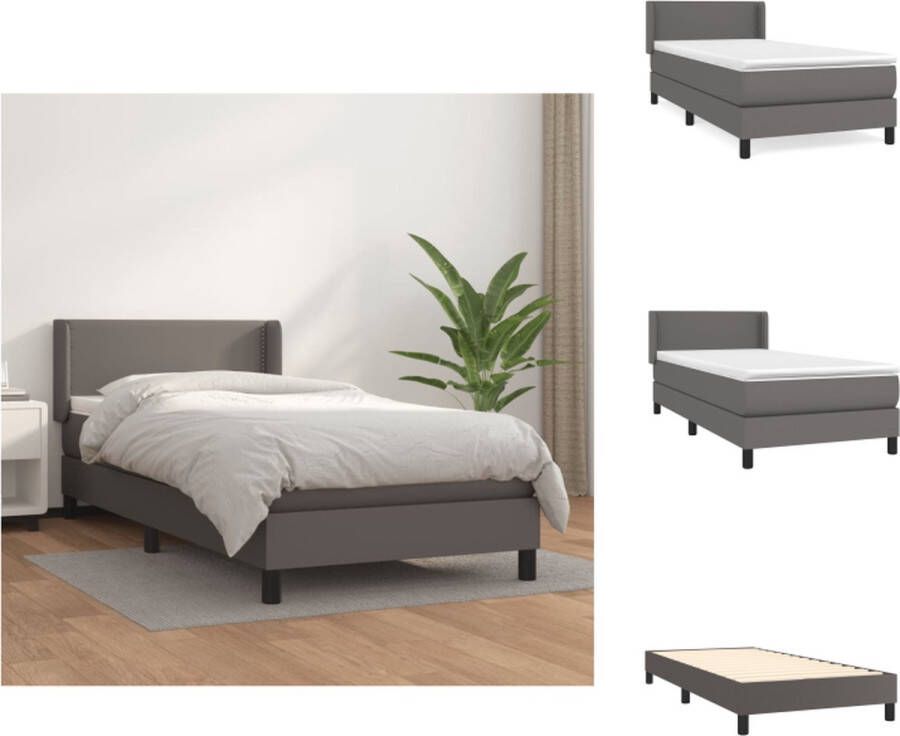 VidaXL Boxspringbed Kunstleer 203x93x78 88 cm Pocketvering matras Middelharde ondersteuning Huidvriendelijk topmatras Bed - Foto 1