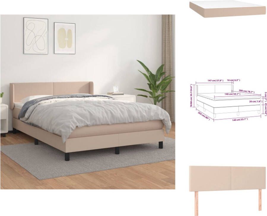 VidaXL Boxspringbed Cappuccino 203x147x78 88 cm Kunstleren bed met verstelbaar hoofdbord en pocketvering matras Medium ondersteuning Huidvriendelijk topmatras Bed - Foto 2