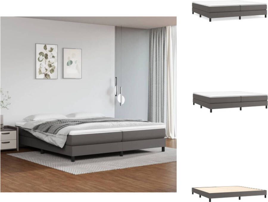 VidaXL Boxspring Boxsprings Bed Slaapmeubel Boxspring met matras kunstleer grijs 200x200 cm - Foto 2