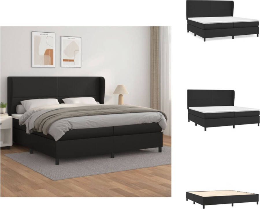 VidaXL Boxspringbed Comfort Bedden en matrassen 203x203x118 128 cm Zwart kunstleer Hoofdbord verstelbaar Pocketvering matras Middelharde ondersteuning Huidvriendelijk topmatras Bed - Foto 4