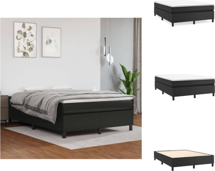 VidaXL Boxspringbed Kunstleer Pocketvering Middelharde ondersteuning Huidvriendelijk 193x140x35 cm Bed - Foto 2