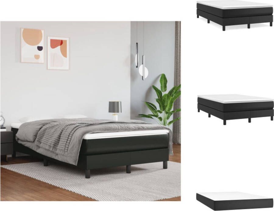 VidaXL Boxspringbed Kunstleer Pocketvering Middelharde ondersteuning Huidvriendelijk 203x120x25 cm Zwart Bed - Foto 2