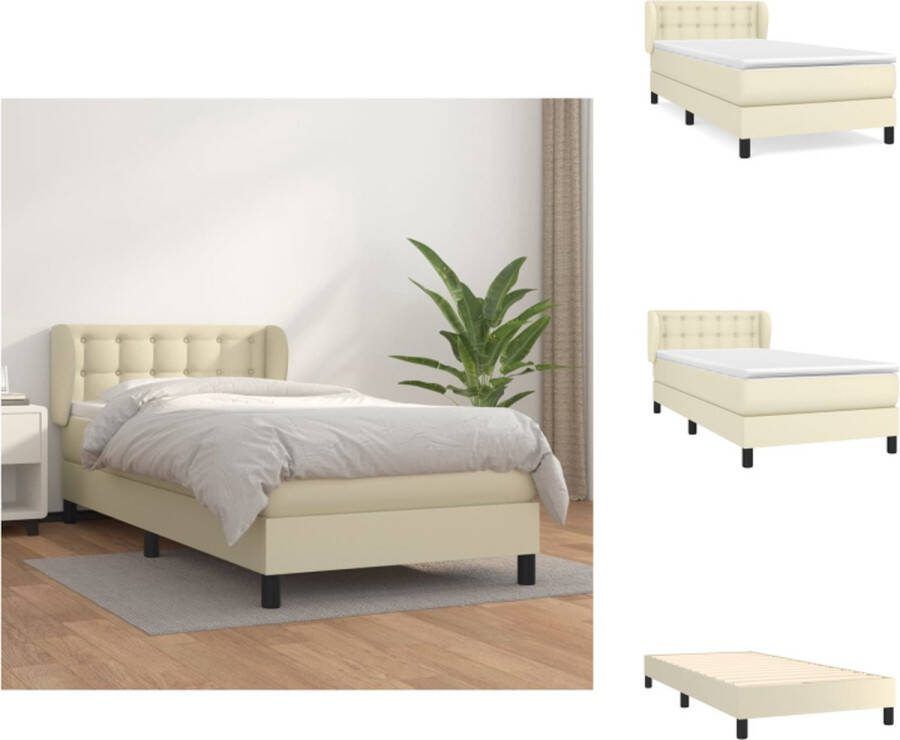VidaXL Boxspring Boxsprings Bed Slaapmeubel Boxspring met matras kunstleer crèmekleurig 90x200 cm