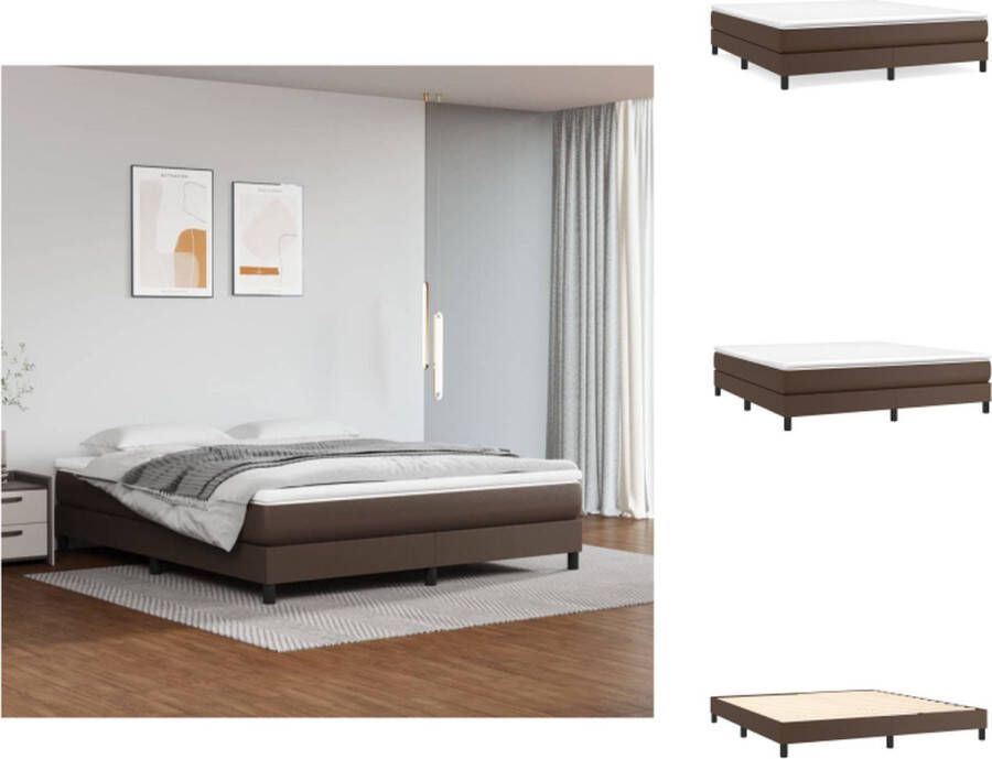 VidaXL Boxspringbed Kunstleer Pocketvering Middelharde ondersteuning Huidvriendelijk Bruin 203x180x25 cm Bed - Foto 2