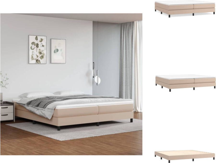 VidaXL Boxspringbed Cappuccino Kunstleren Bed met Verstelbaar Hoofdbord Pocketvering Matras Middelharde Ondersteuning Huidvriendelijk Topmatras 203x203 cm Bed - Foto 5