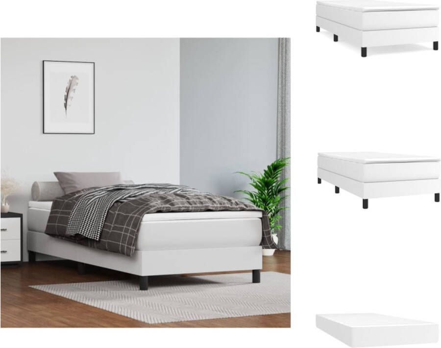 VidaXL Boxspringbed Kunstleer Pocketvering Middelharde ondersteuning Huidvriendelijk topmatras Wit 203x100x25 cm Bed - Foto 2