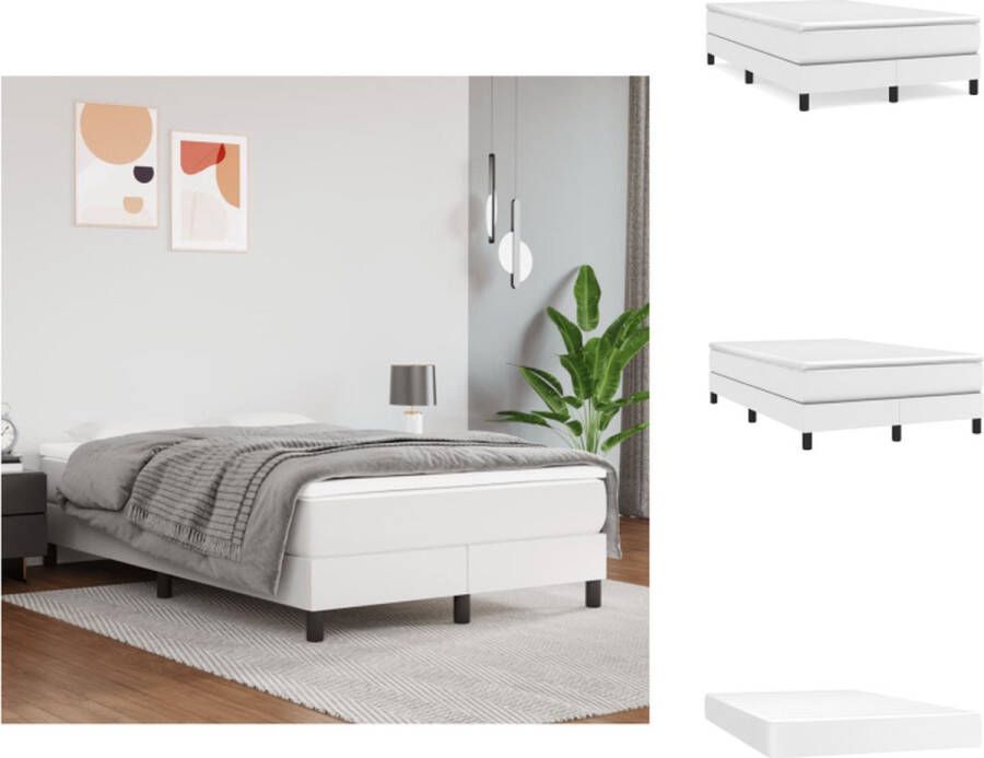 VidaXL Boxspringbed Kunstleer Pocketvering Middelharde ondersteuning Huidvriendelijk Wit 203x120x25cm Bed - Foto 2