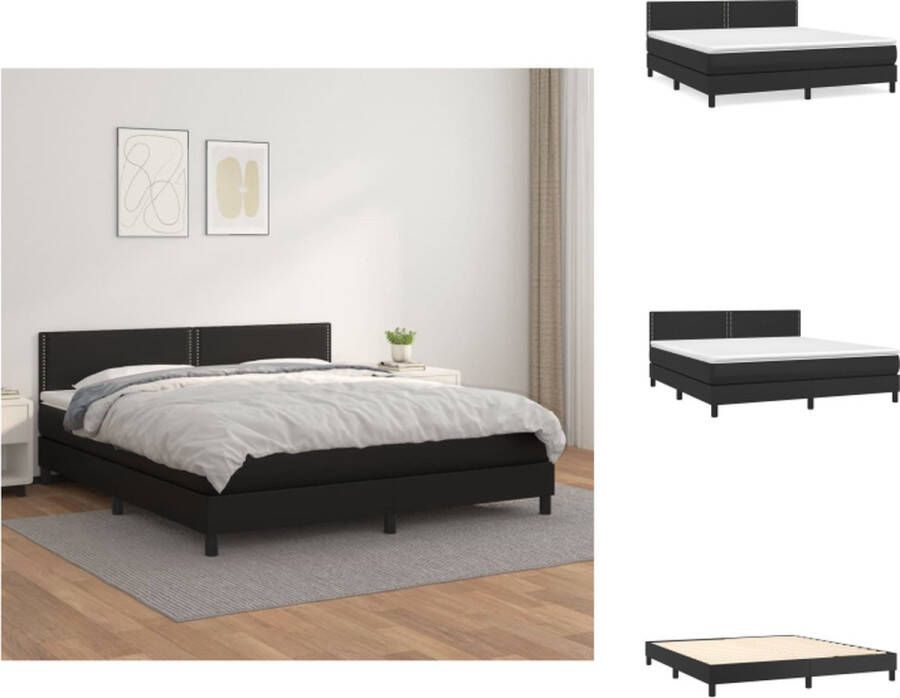 VidaXL Boxspringbed Kunstleer Pocketvering Middelharde ondersteuning Inclusief matras en topmatras 180x200x78 88 cm Bed