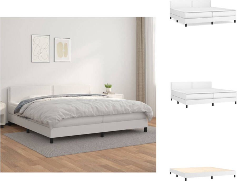 VidaXL Boxspringbed Kunstleer Wit 203x200x78 88cm Pocketvering matras Huidvriendelijk topmatras Bed