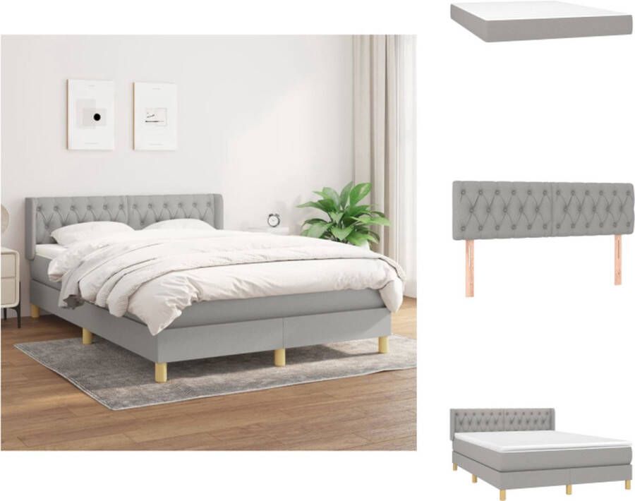 VidaXL Boxspringbed Lichte Grijs 203x147x78 88 cm Pocketvering Matras Middelharde Ondersteuning Huidvriendelijk Topmatras Bed