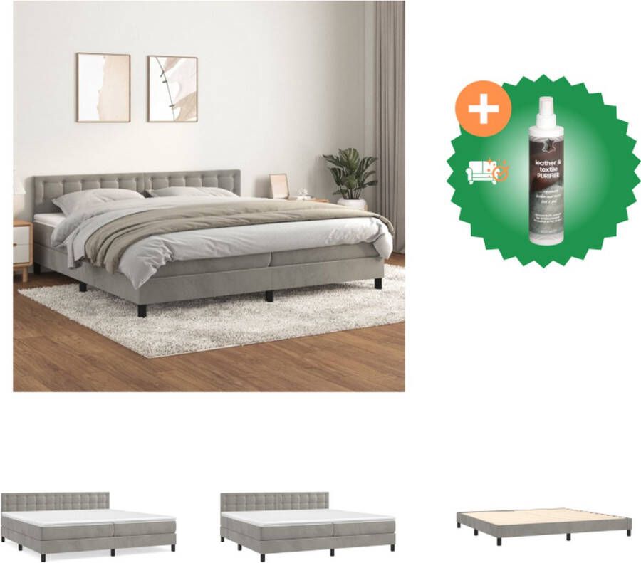 VidaXL Boxspringbed lichtgrijs 203 x 200 x 78 88 cm fluweel verstelbaar hoofdbord pocketvering matras middelharde ondersteuning huidvriendelijk topmatras Bed Inclusief Reiniger