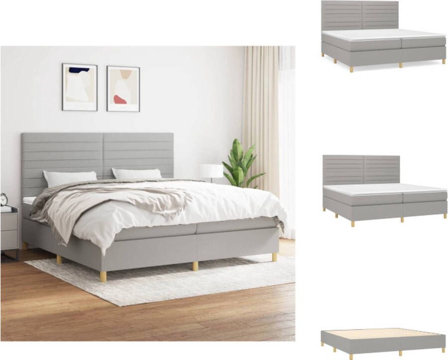 VidaXL Boxspringbed Comfort Bed 203 x 200 x 118 128 cm Lichtgrijs Met verstelbaar hoofdbord Pocketvering matras Middelharde ondersteuning Huidvriendelijk topmatras Inclusief montagehandleiding Bed - Foto 2