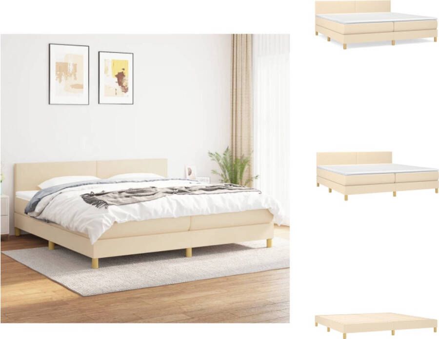 VidaXL Boxspringbed Crème 203 x 200 x 78 88 cm Met verstelbaar hoofdbord Pocketvering matras Middelharde ondersteuning Slijtvaste huidvriendelijke topmatras Inclusief montagehandleiding Bed - Foto 2