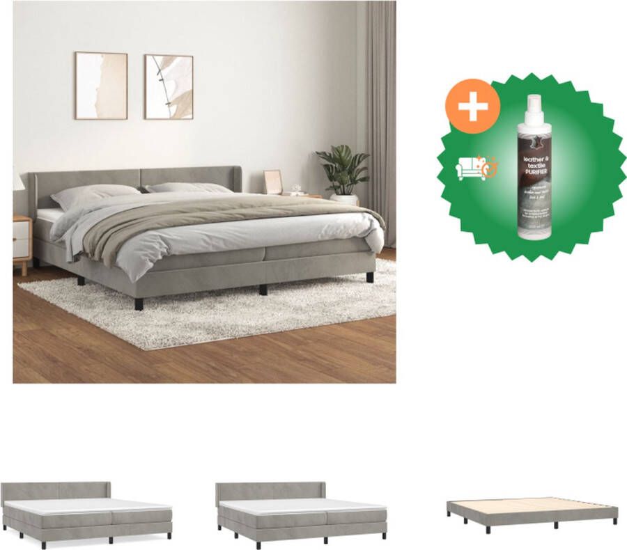 VidaXL Boxspringbed Luxe Bed 203x203x78 88 cm Zacht fluweel Praktisch hoofdbord Pocketvering matras Middelharde ondersteuning Huidvriendelijk topmatras Bed Inclusief Reiniger