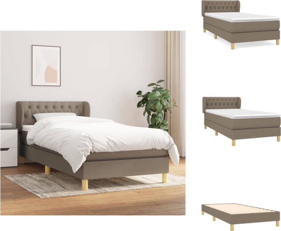 vidaXL Boxspringbed Luxe Pocketvering Middelharde Ondersteuning Taupe 203 x 93 x 78 88 cm Inclusief Matras en Topmatras Bed