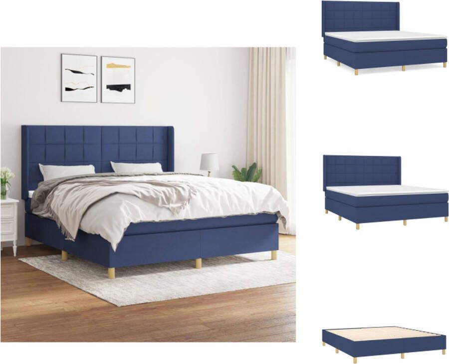 VidaXL Boxspring Boxsprings Bed Slaapmeubel Boxspring met matras stof blauw 160x200 cm - Foto 5
