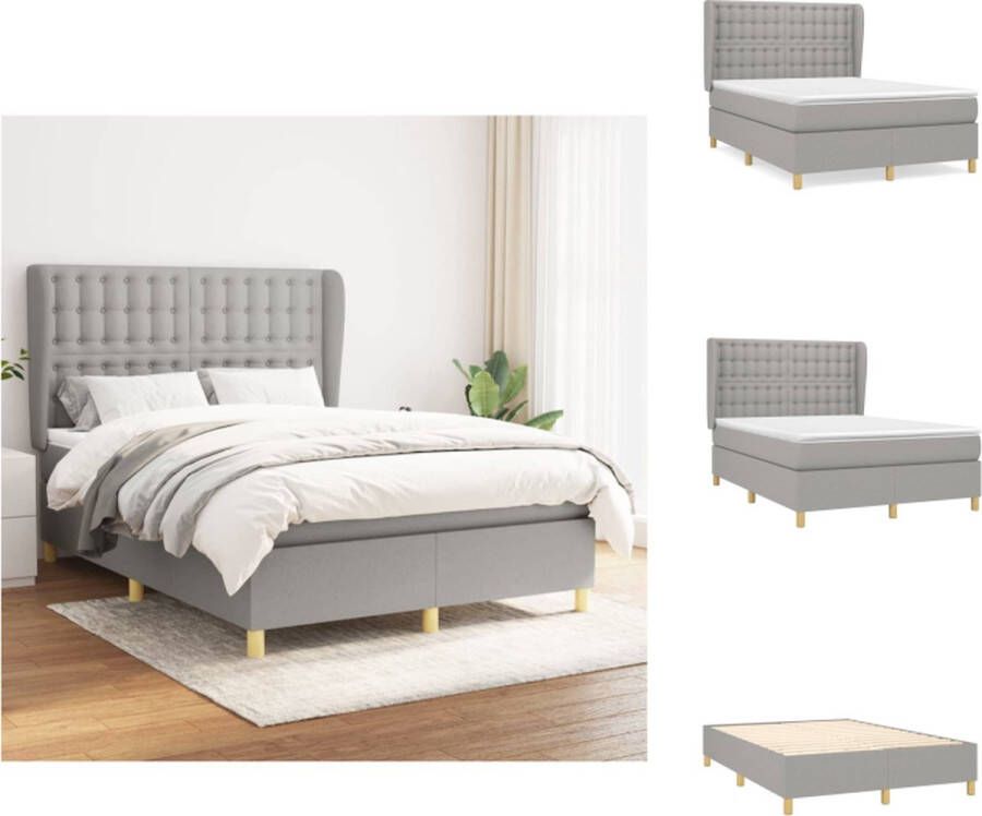 VidaXL Boxspringbed naam Bed 193 x 147 x 118 128 cm Lichtgrijs Bed