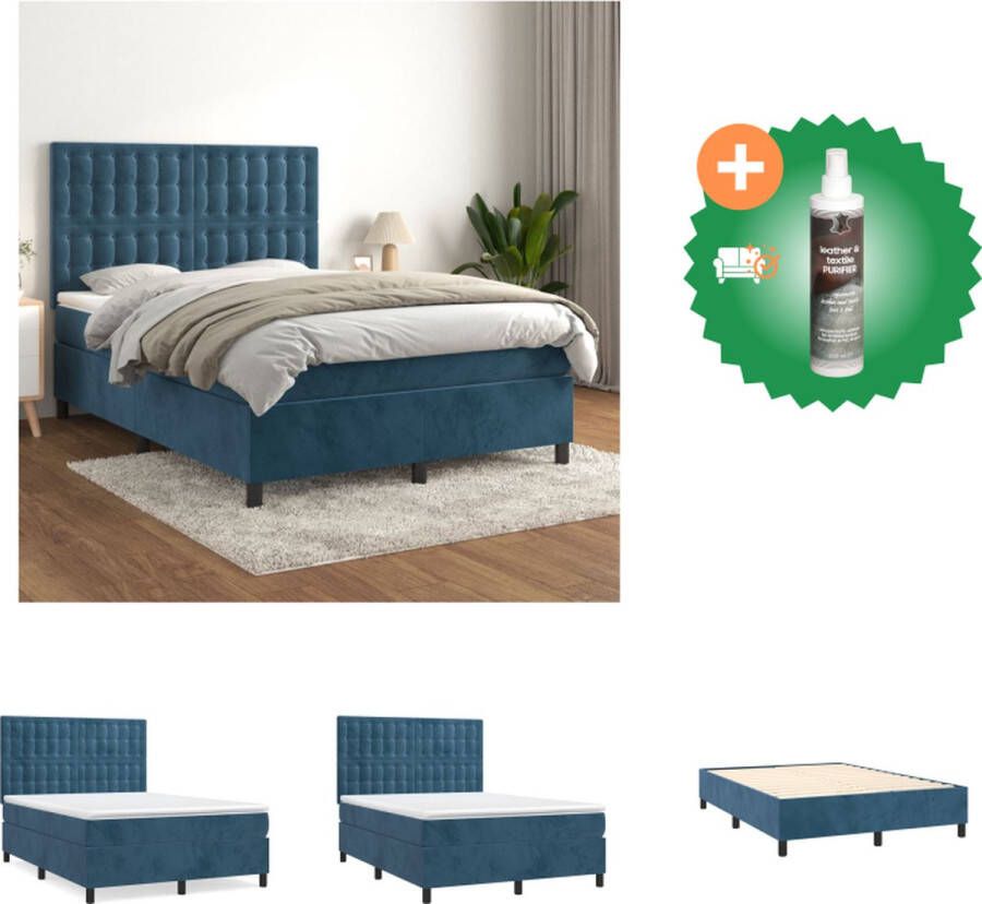 VidaXL Boxspringbed naam Bed 203 x 144 x 118 128 cm Zacht fluweel Bed Inclusief Reiniger