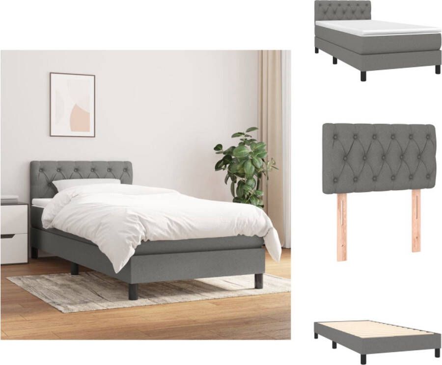 VidaXL Boxspringbed naam Bed 203 x 80 x 78 88 cm Donkergrijs Pocketvering matras Middelharde ondersteuning Huidvriendelijk topmatras Bed - Foto 3