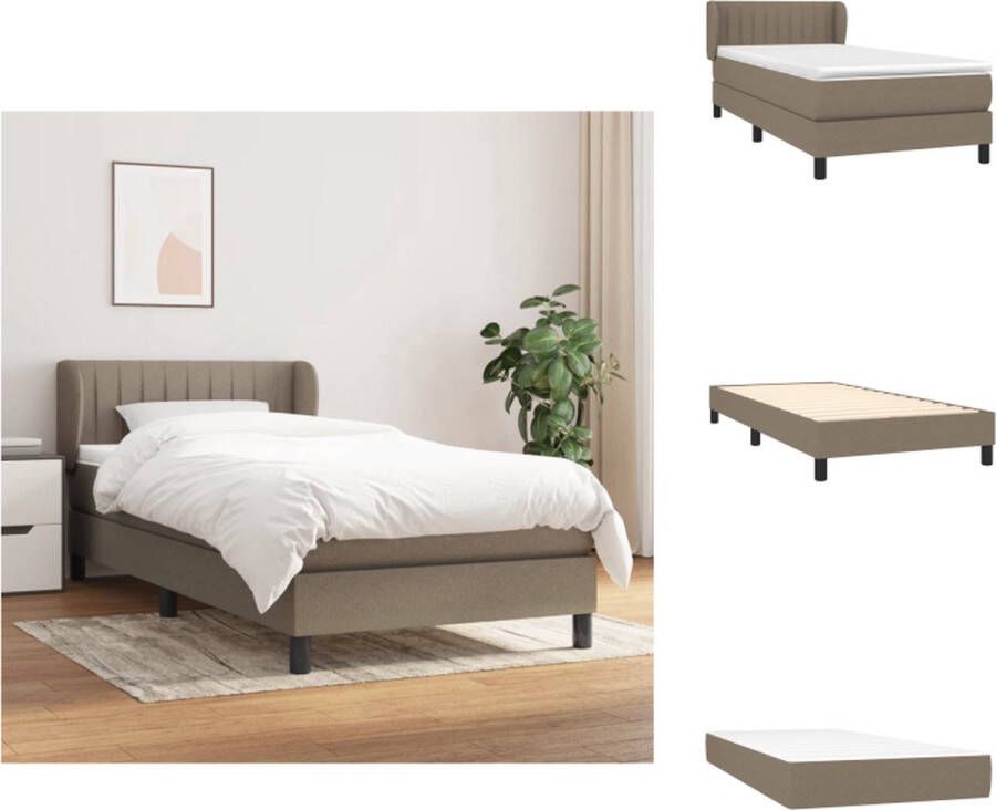 VidaXL Boxspringbed Optimaal comfort Pocketvering matras Middelharde ondersteuning Huidvriendelijk topmatras Kleur taupe Afmetingen 203x93x78 88 cm Bed