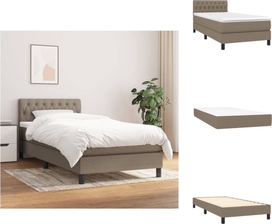 VidaXL Boxspringbed Comfort Bed 203 x 100 x 78 88 cm Taupe stof multiplex en bewerkt hout 100% polyester Pocketvering matras Middelharde ondersteuning Huidvriendelijk topmatras Inclusief montagehandleiding Bed - Foto 2