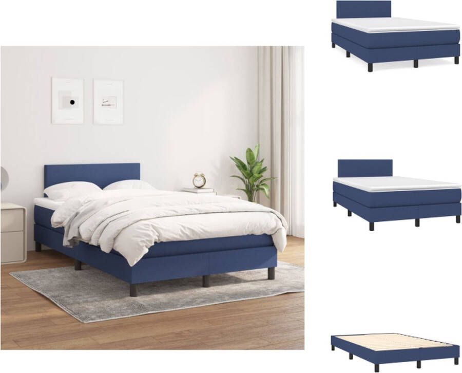 VidaXL Boxspringbed Pocketvering 120 x 200 cm Blauw Duurzaam Comfortabel en Huidvriendelijk Bed