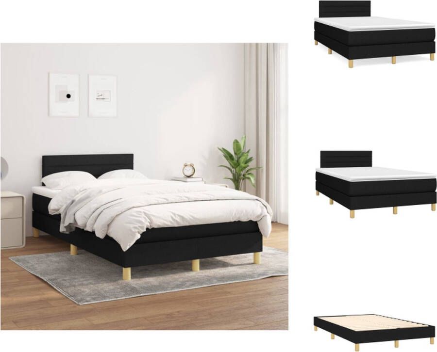 VidaXL Boxspringbed Classic s Bed 203x120x118 128 cm Pocketvering matras Middelharde ondersteuning Huidvriendelijk topmatras Zwart Bed - Foto 3