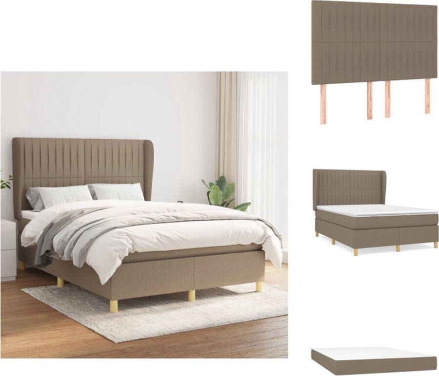 VidaXL Boxspringbed Pocketvering 140 x 200 cm Taupe Inclusief matras en topmatras Bed